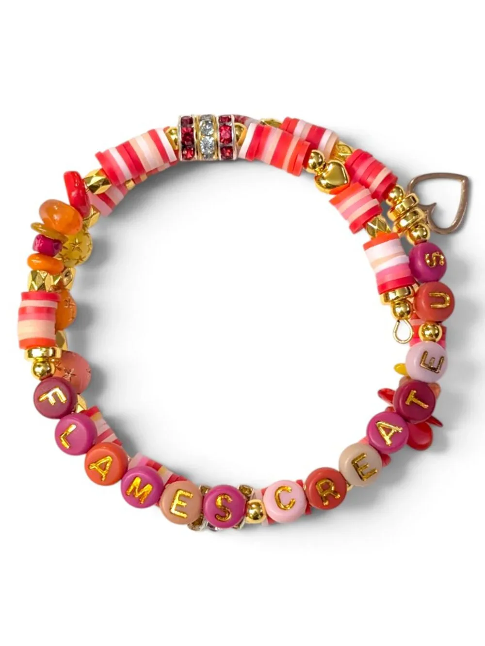 Red and Pink Multicolor Beaded Ed Bracelet: Flames Create Us
